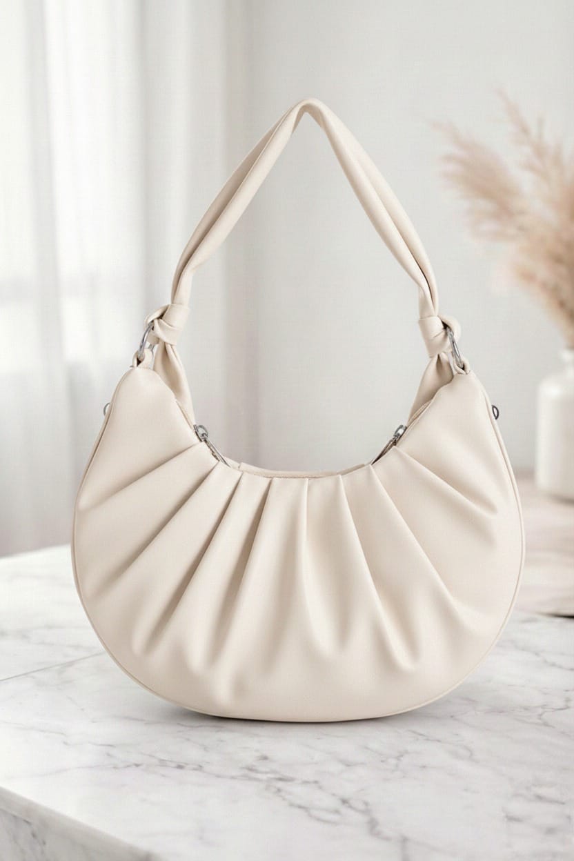 Elegant Pleated synthetic Leather Shoulder Bag –