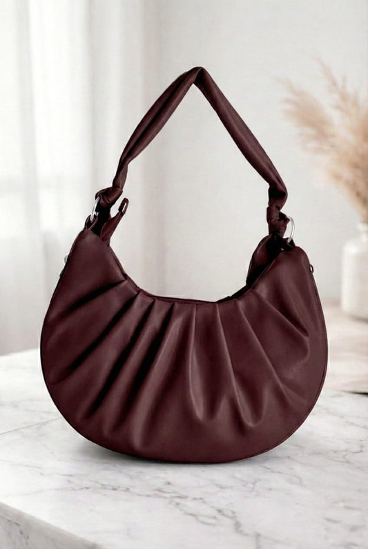 Elegant Pleated synthetic Leather Shoulder Bag –