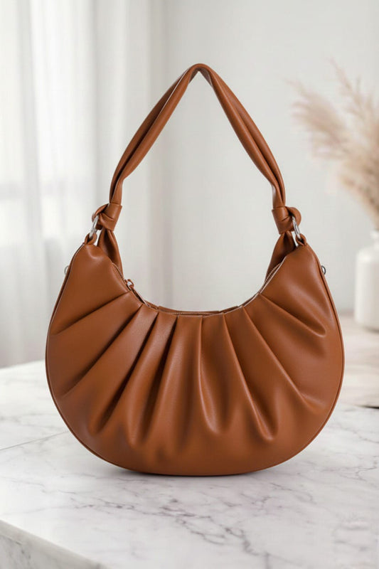Elegant Pleated synthetic Leather Shoulder Bag –